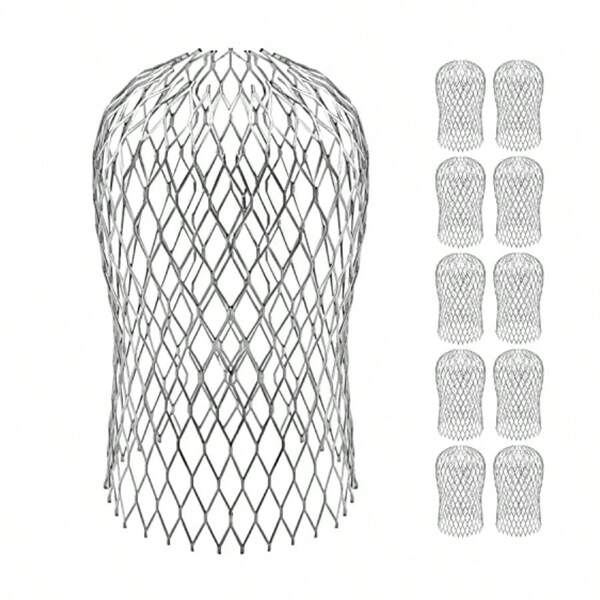 4pcs Expandable Aluminum Drainage Pipe Cover - Leaf And Debris Filter Design, Suitable For All Types Of Rainwater Regulation Installation, Clog-Resistant Sewer Protector To Prevent Blockages And Rodent Entry (Metal Structure), Prevents Clogging, Durable Filter, Rugged Construction, Rust-Resistant Material, Drainage Solution, Property Maintenance, Outdoor Protection