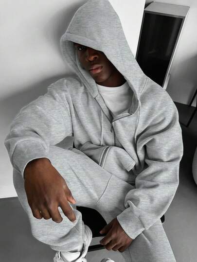 MEN Street Life Men's Vintage Washed Loose Metal Zipper Sweatshirt Hoodie (Reinforced Collar, Hem And Shoulder Seams To Prevent Deformation), School