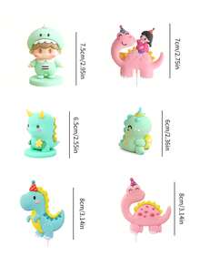 1pc Soft Clay Dinosaur Cake Topper, Cute Cartoon Decor For Kids Birthday Cake, Baby Shower Gift