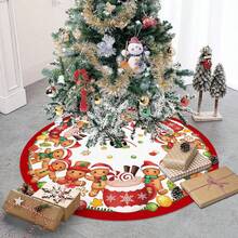1 pezzo Gonna per albero di Natale, decorazione per albero di Natale, decorazione per albero di Natale, motivo uomo di pan di zenzero, decorazione per festa di Natale, decorazione per albero di Natale, tappeto per base albero di Natale, tappeto per pavimento albero di Natale, decorazione per vacanze, motivo natalizio, tessuto di alta qualità, accessori natalizi, articoli per le vacanze