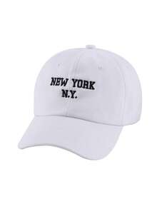 1pc Women's Letter Embroidered Baseball Cap, Fashionable Versatile Adjustable Snapback Hat For UV Protection