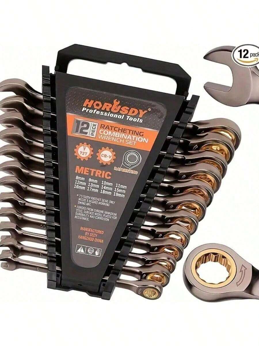 1pc Metric Ratchet Wrench, 72 Teeth Chrome Vanadium Steel