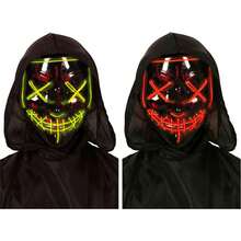 Fiestas Guirca Masque LED avec Lumières Néon pour Halloween et Carnaval, Accessoire de Costume avec Lumière Fluorescente, Style Sombre et Visuellement Attrayant, Idéal pour Fêtes à Thème, Spectacles et Événements de Costumes pour Enfants et Jeunes - Multicolore - Voir 3
