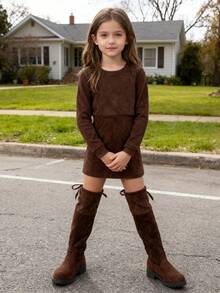 1 Paar klassische Mode Overknee-Stiefel für alle Jahreszeiten, geeignet für den täglichen Gebrauch und den Urlaub, Mädchen