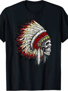 Chief Skull Motorcycle Headdress T-Shirt - 款式21 - 查看 1