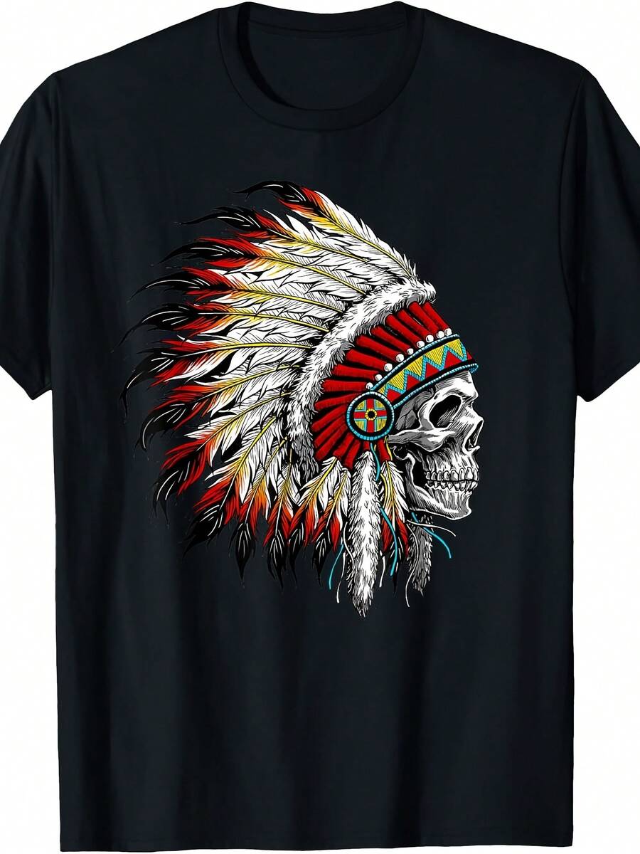 Chief Skull Motorcycle Headdress T-Shirt - 款式21 - 查看 1