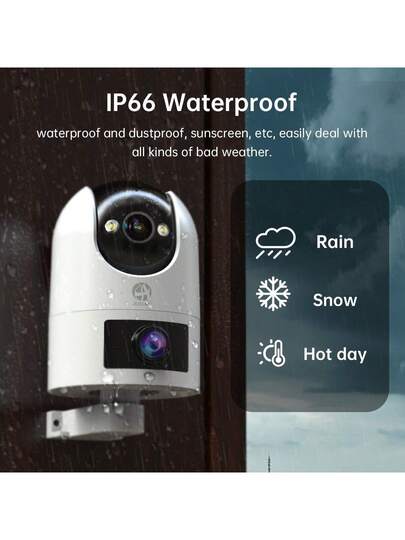 JOOAN 1PC Professional Dual Verlichting Security Camera, Sleek Zwart Outdoor IP66 Rating, 360° Pan/Tilt, Human Tracking, 5X Digital Zoom, Instant Alerts, Perfect Holiday Preparation view 4