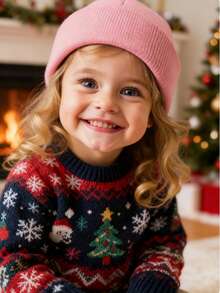 1 pieza Gorro de lana de unicolor para recién nacidos, gorro lindo con pompón, adecuado para niños de 0 a 3 años, unisex - Sin pompa - Ver 4