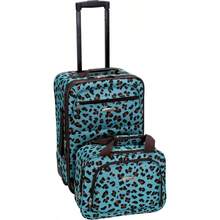 Rockland Fashion Softside Upright Luggage Set Blue Leopard 2Piece Set 14 19 Fashion Softside Upright Luggage Set