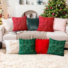 1 buc. Decorațiune de Crăciun, brad de Crăciun, blană artificială moale, față de pernă de pluș, potrivită pentru canapea în dormitor, sufragerie, inserția de pernă nu este inclusă