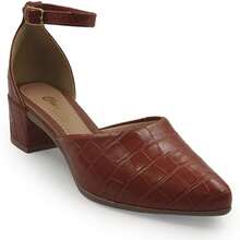 Women's Crocodile Block Heel Mule | Comfortable Medium Low Pointed Toe | Elegant Nappa Dress Shoe | Elegant Buckle Office Shoe - 駝色 - 查看 2