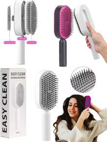 易清洁发梳 - 创新一键清洁梳，温和呵护秀发；柔韧球形刷毛抚平毛躁，轻松梳理，轻柔按摩头皮；符合人体工学的防静电手柄 - 彩色 - 查看 2