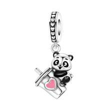 CYCUFF 1 件镀银饰品动物元素可爱熊猫串珠吊坠适用于原创手链项链 DIY 珠宝制作配饰女士礼物生日礼物