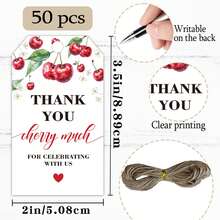 50 Stücke Erdbeere Geschenkanhänger mit Schnüren, Danke Etiketten für Hochzeit, Geburtstag, Bridal-Shower, Party Dekoration - Verschiedenfarbig - Übersicht 14