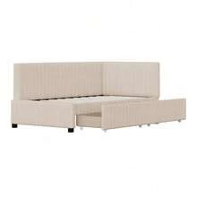 Polsterbett Schlafsofa 90*200 Multifunktionsbett mit 2 großen Stauraumschubladen und Lattenrost hautfreundlicher Samtstoff Beige