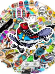 50pcs Skateboard Street Culture Stickers, Suitable For Laptop Decoration, PVC Waterproof Material, Suitable For Halloween Decoration, Motorcycle Helmet, Car Stickers, Gift Box Decoration, Label Stickers, Envelope Sealing, Graffiti Stickers, Guitar, Notebook, Luggage DIY Decoration - 50pcs - View 8