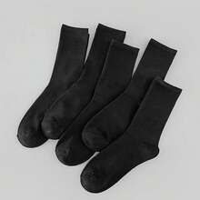 5 双纯黑色中性中筒袜，四季皆宜 - 黑色 - 查看 7