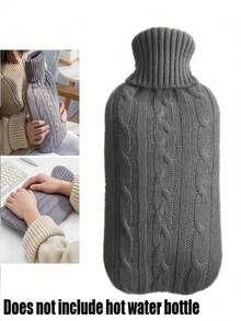 Hot Water Bottle With Knitted Cover, 2L Hot Water Bag For Hot And Cold Compress, Hand Feet Warmer, Ideal For Menstrual Cramps, Neck And Shoulder Pain Relief