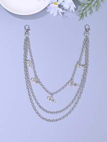 1pc Punk Style Skeleton, Snake Sword, Star, Planet Charm Multi-Layer Chain Pants Chain, Fashion Waist Chain Decoration Suitable For Halloween, Music Festivals, Unisex - E Style - View 3