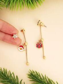 1 对全新圣诞老人圣诞礼物不对称耳环，女士圣诞礼物 - 彩色 - 查看 4