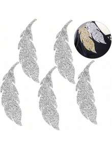 EstiloParches Adhesivos Para Planchar En Forma De La Hoja, 5 Piezas Parche Adhesivo Con Diamantes De ImitacióN Adornos Parche Para Ropa Jeans DecoracióN De ReparacióN (Oro)VersióN Mejorada - Pago - Ver 7