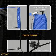 SOOZIER Portable Badminton Net, 14ft Volleyball Net, Foldable And Height Adjustable With Carry Bag, For Tennis, Badminton And Pickleball, Court Beach Backyard Games, Blue - Blue - View 5
