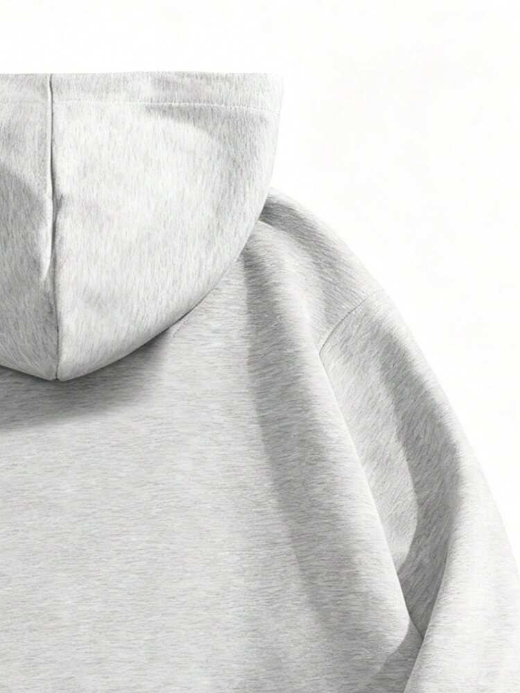 y2k、320gレトロストリートスタイルの女性の秋と冬の服、ファッショナブルなルーズパーカー長袖スウェットシャツ、ハート柄プリント、柔らかい生地、ユニセックスワンピースセット、内側または外側に着用できる面白いトップ - ライトグレー - 見る 5