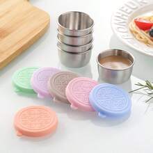 Small Leakproof 3/6x1.6oz Reusable Stainless Steel Salad Dressing Containers With Lids - For Lunch Boxes, Sauce Containers, Picnics, Travel Meal Prep And Kitchen Storage - Multicolor - View 1