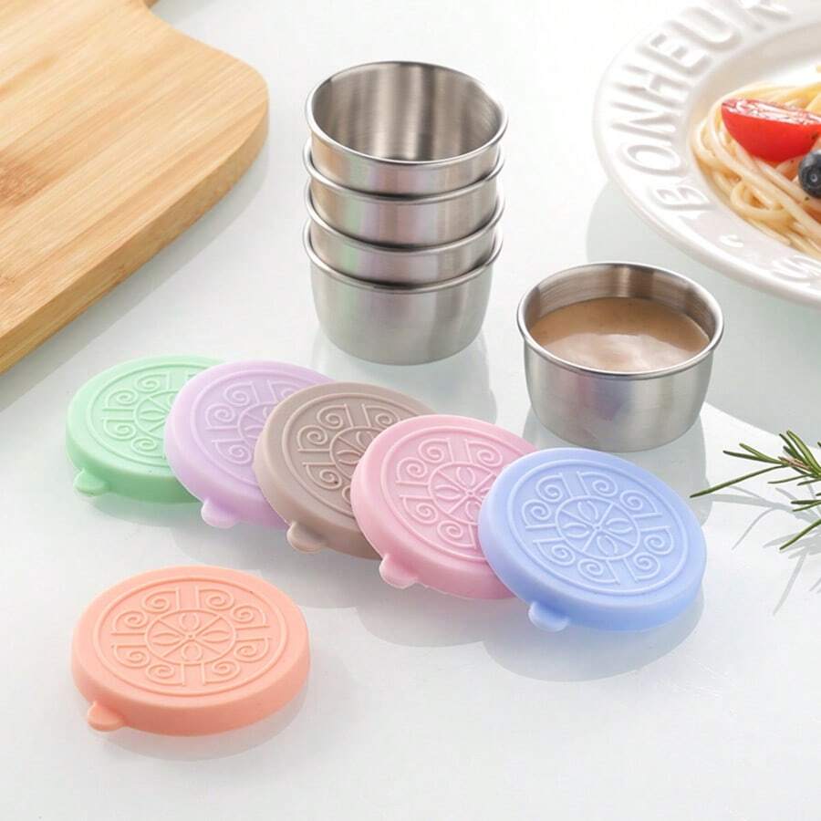 Small Leakproof 3/6x1.6oz Reusable Stainless Steel Salad Dressing Containers With Lids - For Lunch Boxes, Sauce Containers, Picnics, Travel Meal Prep And Kitchen Storage - Multicolor - View 1