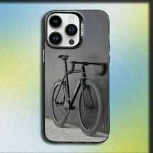 Mountain Bicycle Bike Phone Case Cover Compatible With  16, 15, 14, 13, 12, 11, Mini, Pro, E, MAX Gray Matte Silicone Black Cover, Cover Compatible With  17 Case,  17 Pro Case,  17 Pro Max Case