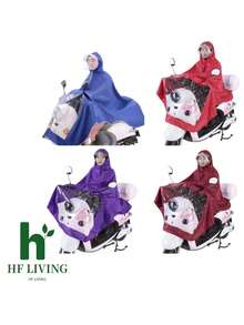 Impermeable para motociclista a prueba de agua con capucha contra lluvia - Azul - Ver 2