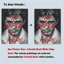 1 pièce Affiche de film "Le monde est à toi" Peinture de Tony Montana Impression sur canevas Décoration murale pour le salon Décoration de la maison