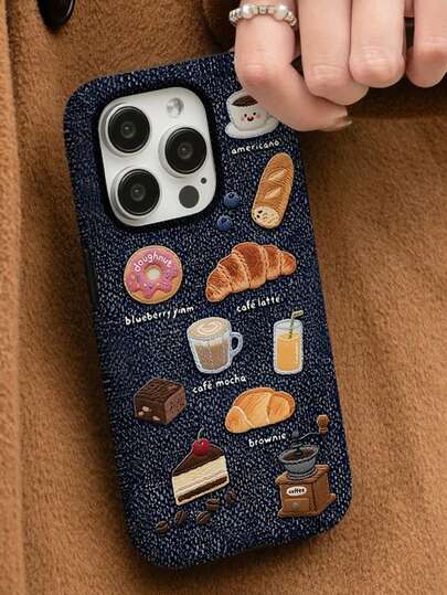 1 pieza Funda de teléfono dura con gráfico de bordado falso y tela vaquera 2 en 1, anti-caída, antideslizante y a prueba de golpes, compatible con iPhone 17 Pro Max/17/17 Pro/16 Pro Max/16/16 Pro/16 Plus/15/15 Pro Max/15 Pro/15 Plus/11/12/13/14 Pro Max/12 Pro/12 Pro Max/13 Pro/13 Pro Max/14 Pro/14 Pro Max/14 Plus, diseño minimalista y creativo
