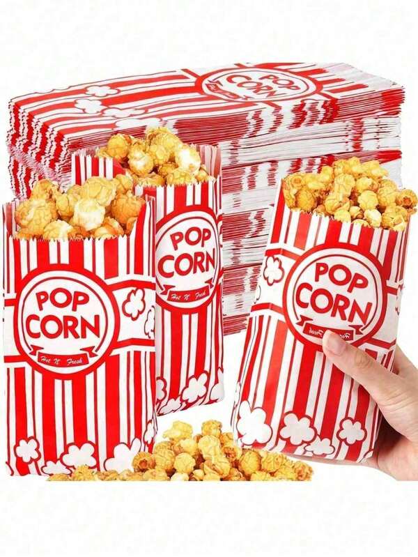 1pc/10pcs Paper Popcorn Bags, 1oz Popcorn Bags, Vrac Popcorn Bags, Movie Party Popcorn Bags For Family Gatherings