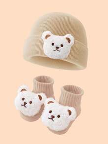 2 Pcs Baby Bear Knit Hat And Socks Set, Soft And Warm For Boys And Girls Fall And Winter Everyday Use - Multicolor - View 21