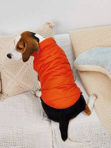 Autumn/Winter Pet Warm Jacket, Cat/Dog Windproof Insulated Cotton Coat - Orange - View 2
