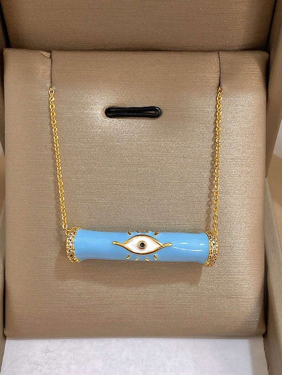 1 Pc Colorful Evil Eye Charm Necklace For Women Stainless Steel Chain Necklace Daily Party Jewelry Christmas Gifts