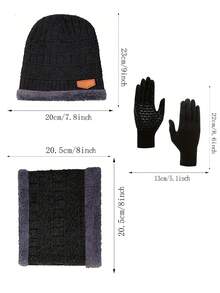 冬季帽子围巾触屏手套袜子套装宽松针织帽保暖围脖加厚保暖围脖手套男士