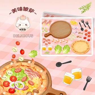 Mini Kitchen Homemade Pizza DIY Stickers, Fun Stickers For Paper Crafting, Scenery Simulation, Mini DIY Scrapbooking, Educational Game Stickers