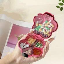 Portable "Happy Pills" Storage Box - Colorful Floral Pattern, Multi-Purpose Travel Organizer With Lanyard For Small Accessories, Clear Divider Lid, Removable Dividers - Great For Home, Travel, Holiday And Birthday Gifts, Accessory Organizer | Art Deco Style | Durable Travel Pill Box, Pill Organizer, Great For Gifts - Travel Pill Box, Pill Organizer, Pill Box For Purse - Multicolor - View 4