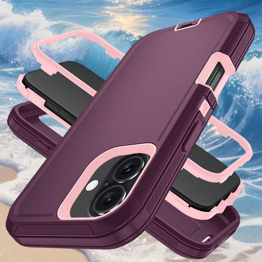 The All Inclusive Phone Case For  17/Apple  Air/16/15/14/13/12 Plus Pro Promax Is Designed With A Combination Of TPU And PC Materials. It Adopts A Double-Layer Design, Made Of TPU And PC, Providing Anti Slip And Shock Absorption Functions, Sturdy And Durable, And A Minimalist Protective Shell - Magenta (purple) - View 1