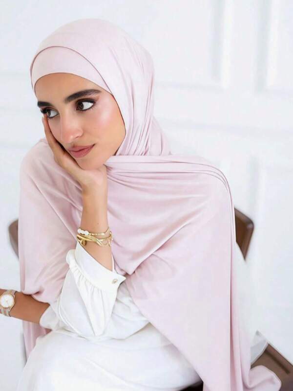 1 pieza Nuevo estilo Hijab chal de gran tamaño Jersey suave unicolor casual para mujer