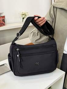 Casual Minimalist Canvas Tote Bag, New Women's Solid Color Versatile Shoulder Bag, Large Capacity Crossbody Square Bag