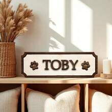 1PC Custom Wooden Pet Name Sign – Engrave Dog/Cat Name, Crate/ Kennel Plaque, Rustic Home Decor, Gift For Pet Lovers, Christmas, Pet Birthday, House-Warming Present, Aesthetic Pet Gear - Multicolor - View 5