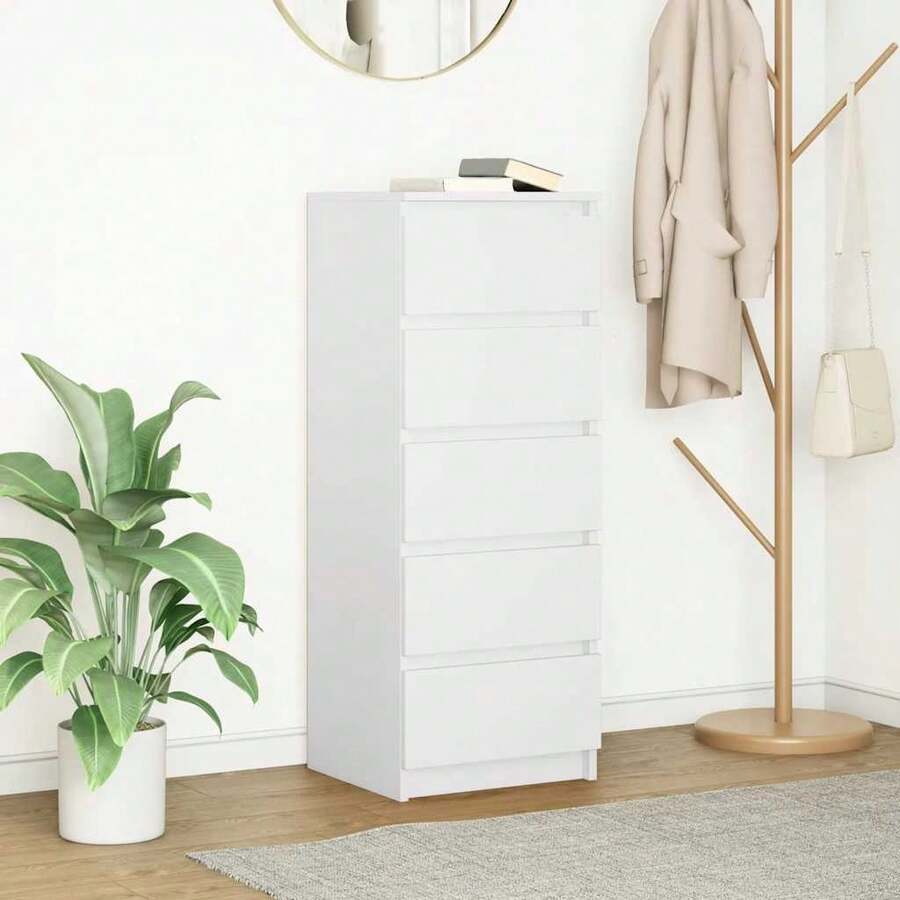 vidaXL Sideboard Mit Schubladen Weiß 37,5x35x99 Cm Holzwerkstoff - 白色 - 查看 1