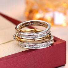 Chic Ring Multi Layer + Pin Design Paved Shining Zirconia Just Pick A Color U Prefer Match Daily Outfits Party Accessory