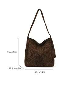 1 Pieza Bolso de hombro de mujer de ante estilo vintage con estampado de leopardo, elegante, de gran capacidad, con cierre de cremallera, correa de hombro ajustable, diseño de correa de hombro ancha, bolso casual perfecto para viajes, fiestas, ir a la oficina o la escuela, es un imprescindible para mujeres, mejores amigas, madres, trabajadoras de oficina y estudiantes para su uso diario.
