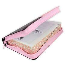 Biblia Para Mujer Compacta Con Cierre RV1960: Imit. Piel Rosa Floral Y Marron Con Indice - Single Book - View 2