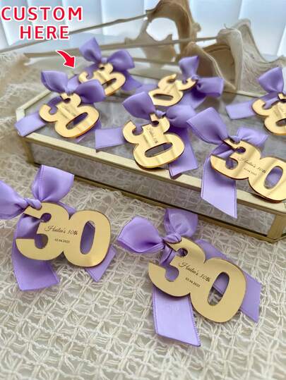 Customized Mirror Birthday Tags, Milestone Age Commemorative Gifts, Suitable For 20th, 30th, 40th, 50th, 60th, 70th, 80th, 90th, 100th Birthday, Acrylic Number Pendant, Adult Party Decorations, Fashionable Autumn, Stylish, Casual, Minimalist, Personalized, Custom, Unique