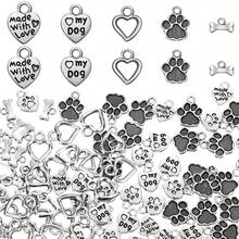 30/60/100pcs Silver Unique Animal Claw Charms - Delicate Cat Paw Print Bead Pendants With Metal Small Dog Footprint Design - Perfect Jewelry Making Supplies For DIY Necklaces, Bracelets And Craft Projects - Silver - View 2